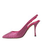 Dolce & Gabbana Pink Strass Crystal Heels Slingbacks Shoes