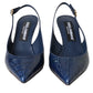 Dolce & Gabbana Dark Blue Croc Leather Slingbacks Shoes