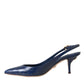 Dolce & Gabbana Dark Blue Croc Leather Slingbacks Shoes