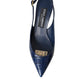 Dolce & Gabbana Dark Blue Croc Leather Slingbacks Shoes