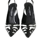 Dolce & Gabbana Black White Zebra Leather Slingback Shoes