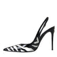 Dolce & Gabbana Black White Zebra Leather Slingback Shoes