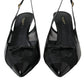 Dolce & Gabbana Black Leather Mesh High Heels Slingback Shoes