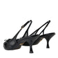 Dolce & Gabbana Black Leather Mesh High Heels Slingback Shoes