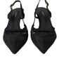 Dolce & Gabbana Black Leather Mesh High Heels Slingback Shoes