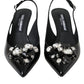 Dolce & Gabbana Black Patent Leather Crystal Slingback Shoes