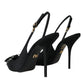 Dolce & Gabbana Black Crystal Embellished Slingback Shoes