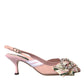 Dolce & Gabbana Pink Lily Crystal Cady Slingback Heel Shoes