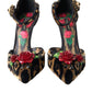 Dolce & Gabbana Brown Leopard Floral Crystal Mary Janes Pumps Shoes