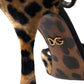 Dolce & Gabbana Brown Leopard Floral Crystal Mary Janes Pumps Shoes