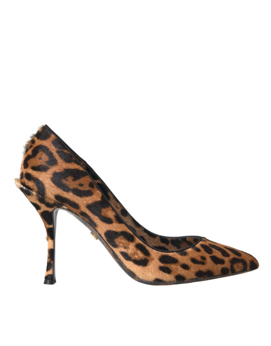 Dolce & Gabbana Brown Leopard Calf Hair Heels Pumps Shoes