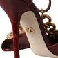 Dolce & Gabbana Dark Red Leather Gold Devotion Heart Sandals Shoes