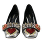 Dolce & Gabbana Silver Embellished Leather Heels Pumps Shoes