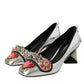 Dolce & Gabbana Silver Embellished Leather Heels Pumps Shoes