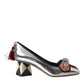 Dolce & Gabbana Silver Embellished Leather Heels Pumps Shoes