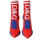 Dolce & Gabbana Red Blue Stretch Sock Style Ankle Boots Logo Shoes