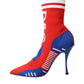 Dolce & Gabbana Red Blue Stretch Sock Style Ankle Boots Logo Shoes