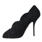 Dolce & Gabbana Black Cordonetto Ricamo Pump Open Toe Shoes