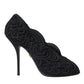 Dolce & Gabbana Black Cordonetto Ricamo Pump Open Toe Shoes