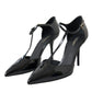 Dolce & Gabbana Black Patent Leather T-strap Heel Pumps Shoes