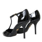 Dolce & Gabbana Black Patent Leather T-strap Heel Pumps Shoes