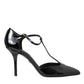 Dolce & Gabbana Black Patent Leather T-strap Heel Pumps Shoes