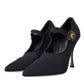 Dolce & Gabbana Black Mary Jane Jersey Crystal Pumps Shoes