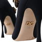 Dolce & Gabbana Black Mary Jane Jersey Crystal Pumps Shoes