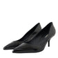 Dolce & Gabbana Black Eel Leather Kitten Heels Pumps Shoes