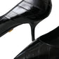 Dolce & Gabbana Black Eel Leather Kitten Heels Pumps Shoes