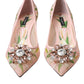 Dolce & Gabbana Pink Floral Crystal Bellucci Pumps Shoes