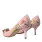 Dolce & Gabbana Pink Floral Crystal Bellucci Pumps Shoes