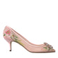 Dolce & Gabbana Pink Floral Crystal Bellucci Pumps Shoes