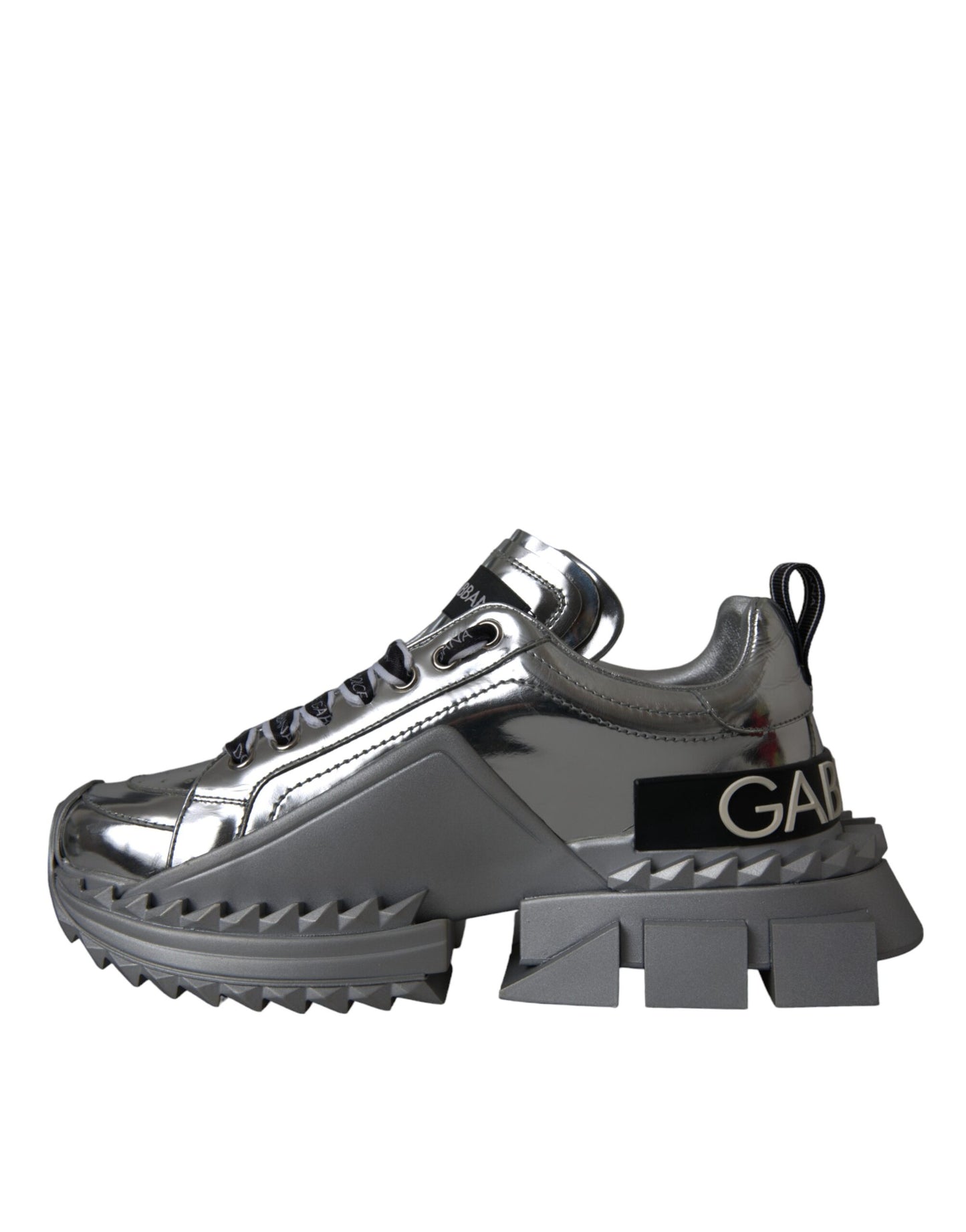 Dolce & Gabbana Silver Leather Super Queen Sneakers Shoes