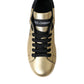 Dolce & Gabbana Gold Portofino Calf Leather Sneakers Women Shoes