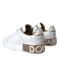 Dolce & Gabbana White Portofino Leather Logo Sneaker Shoes