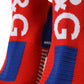 Dolce & Gabbana Red Blue Stretch Sock Style Short Boots Logo Shoes