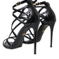 Dolce & Gabbana Black Bellucci Leather Heels Sandals Shoes