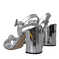 Dolce & Gabbana Silver Crystal Ankle Strap Keira Sandal Shoes