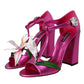 Dolce & Gabbana Fuchsia Flower Crystals Heels Sandals Shoes