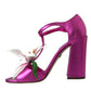 Dolce & Gabbana Fuchsia Flower Crystals Heels Sandals Shoes