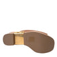 Dolce & Gabbana Brown Leather Wood Mules Wedge Slides Shoes