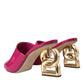 Dolce & Gabbana Fuchsia DG Logo Heels Slides Sandals Shoes