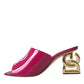 Dolce & Gabbana Fuchsia DG Logo Heels Slides Sandals Shoes