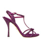 Dolce & Gabbana Purple Strass Ankle Strap Heels Sandals Shoes