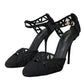 Dolce & Gabbana Black Mesh Ankle Strap Heels Sandals Shoes