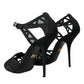 Dolce & Gabbana Black Mesh Ankle Strap Heels Sandals Shoes