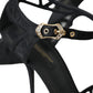 Dolce & Gabbana Black Mesh Ankle Strap Heels Sandals Shoes