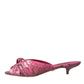 Dolce & Gabbana Pink Exotic Leather Kitten Heels Slides Shoes