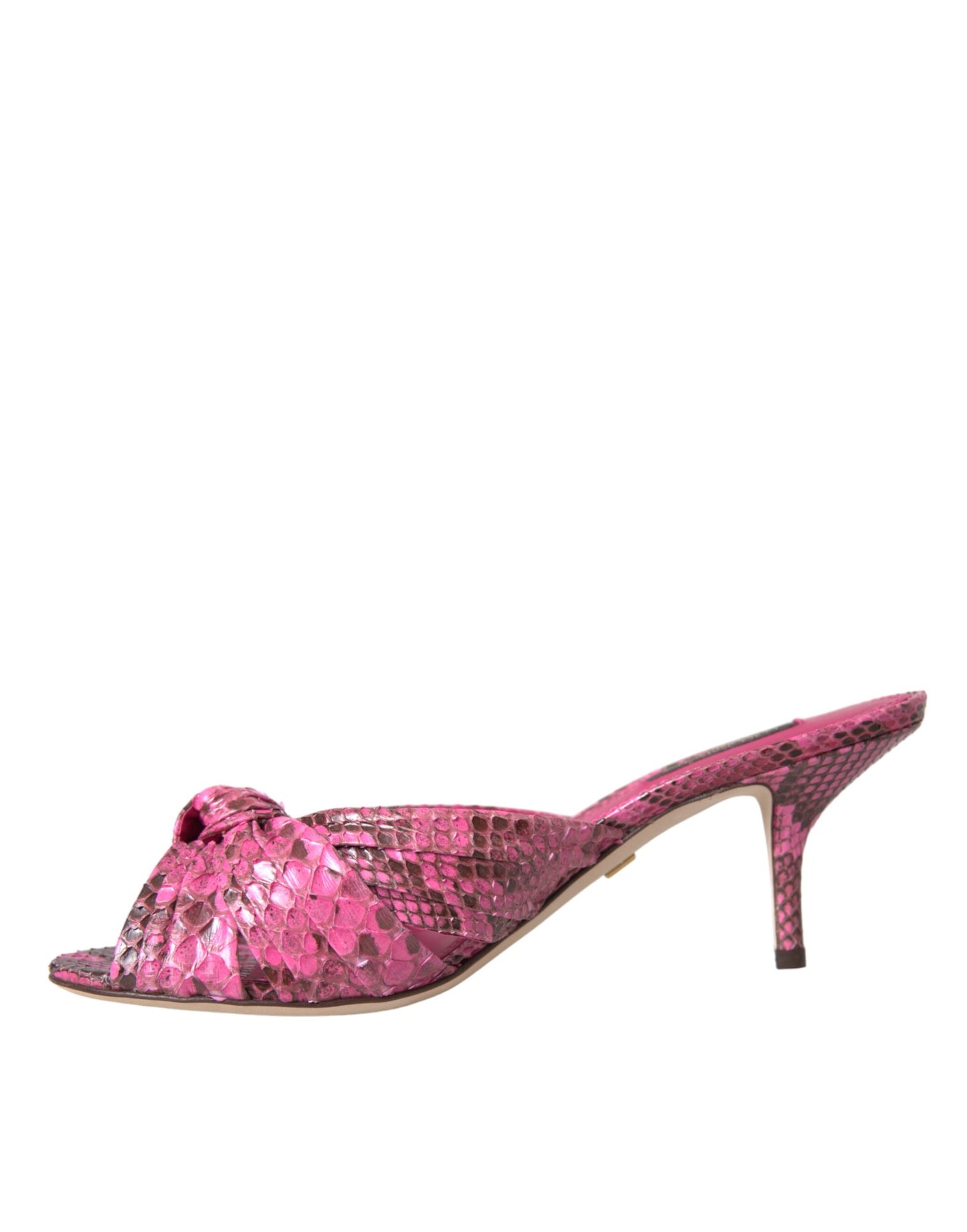 Dolce & Gabbana Pink Exotic Leather Kitten Heels Slides Shoes